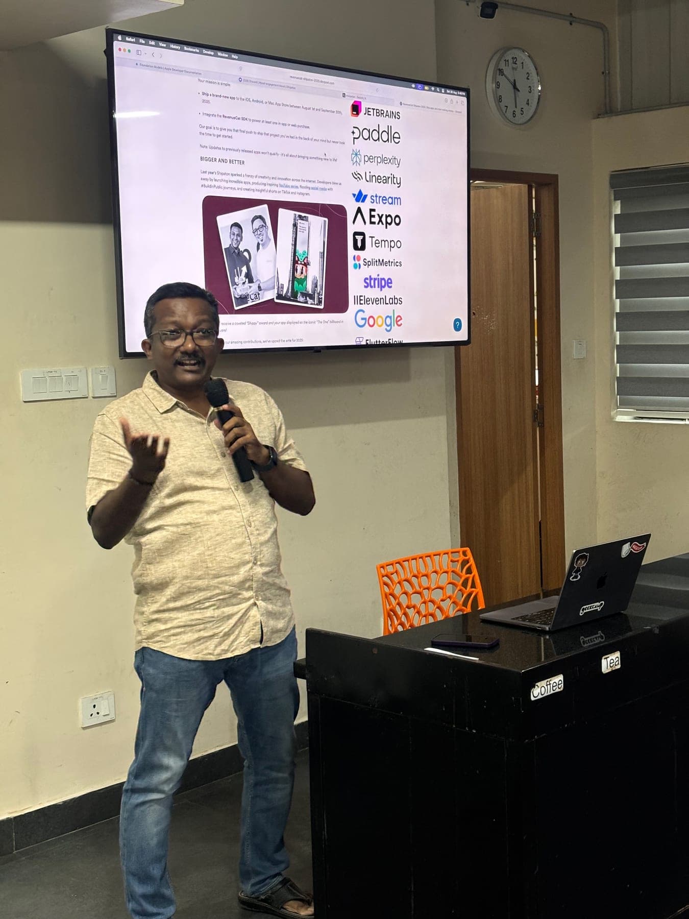 Speaker presenting Shipaton details at a local Shipaton 2025 event in India.