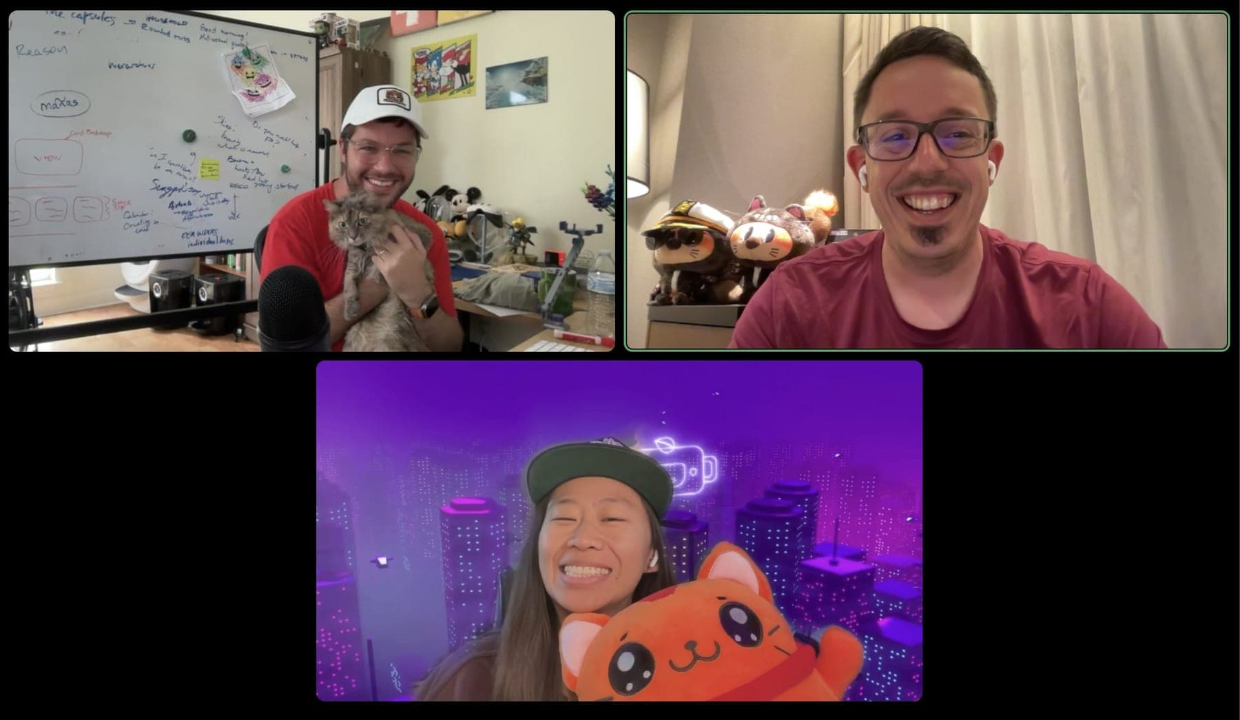 Screenshot of an online Shipaton 2025 kickoff call with three participants.